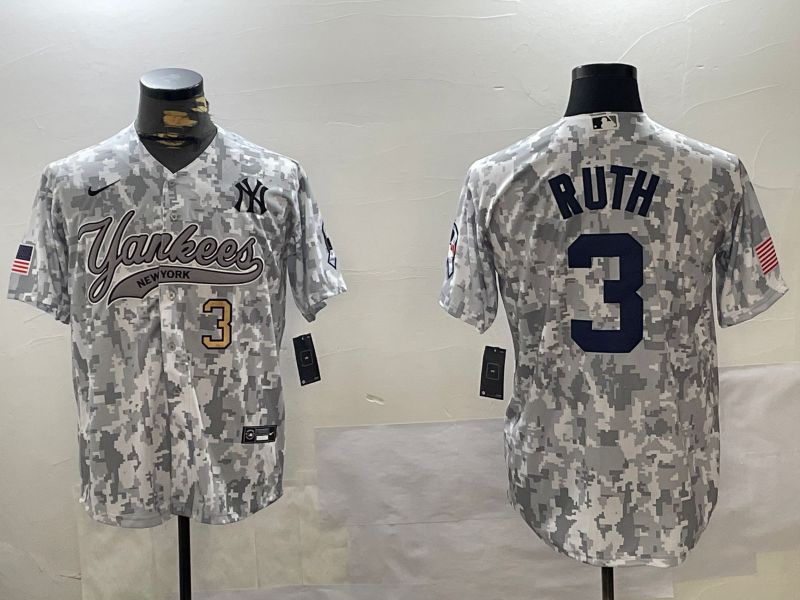Men New York Yankees 3 Ruth Camo Joint Name 2024 Nike MLB Jersey style 2